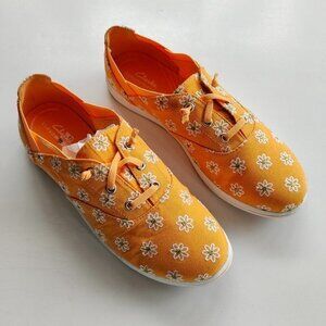 Clarks Cloudsteppers Breeze Ave‎ Slip On Sneakers Orange Denim Womens Size 9.5M